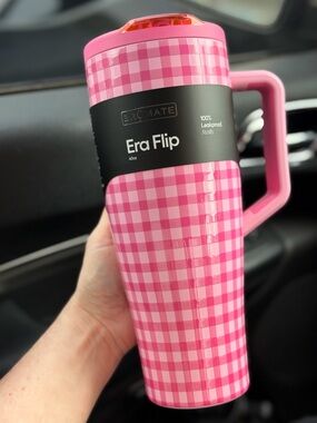 Brumate Pink Gingham 40OZ ERA FLIP TUMBLER NEW